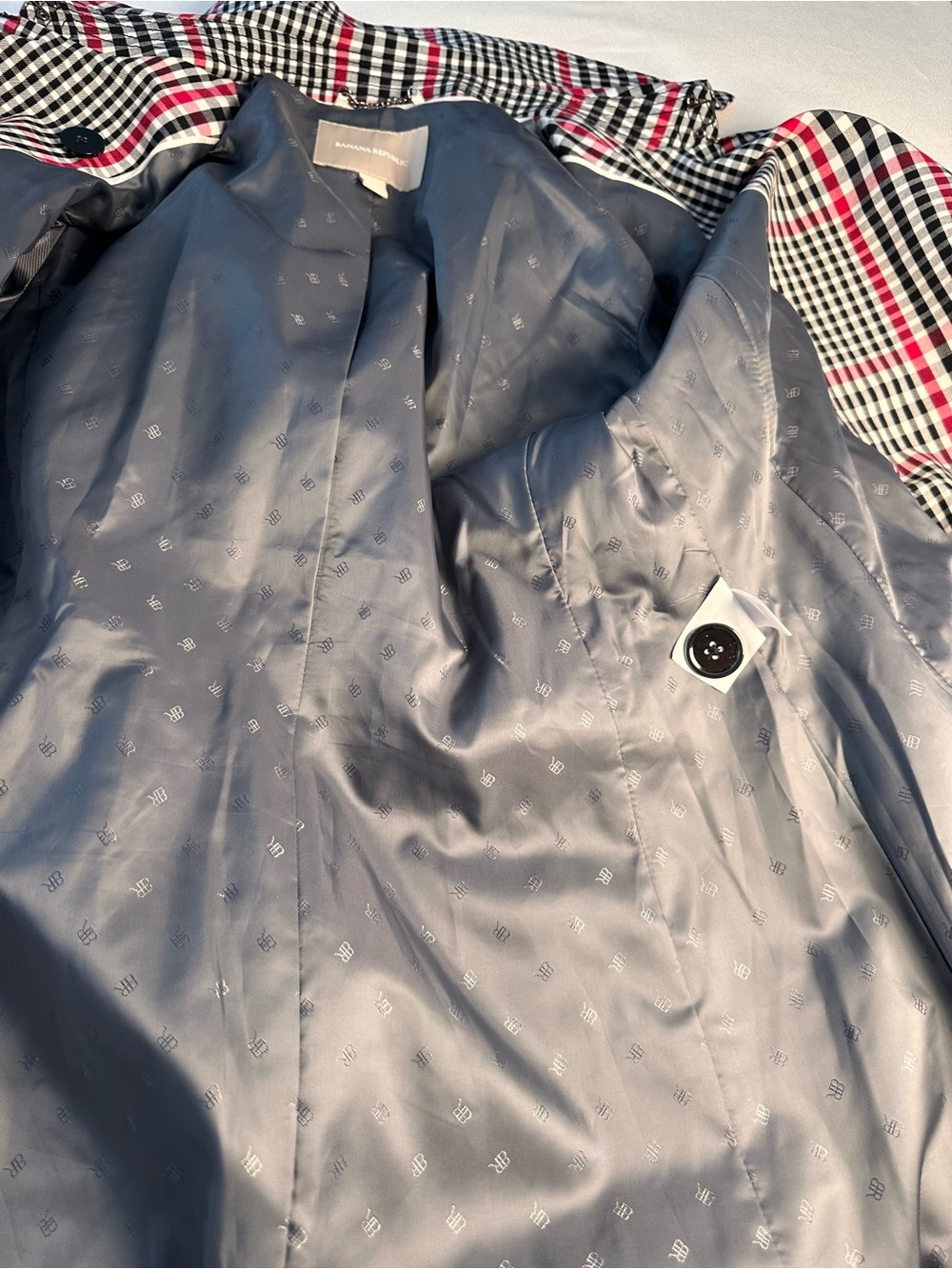 Banana Republic Women’s S Plaid Trench Coat Belted Cotton Double Breasted - Picture 8 of 10